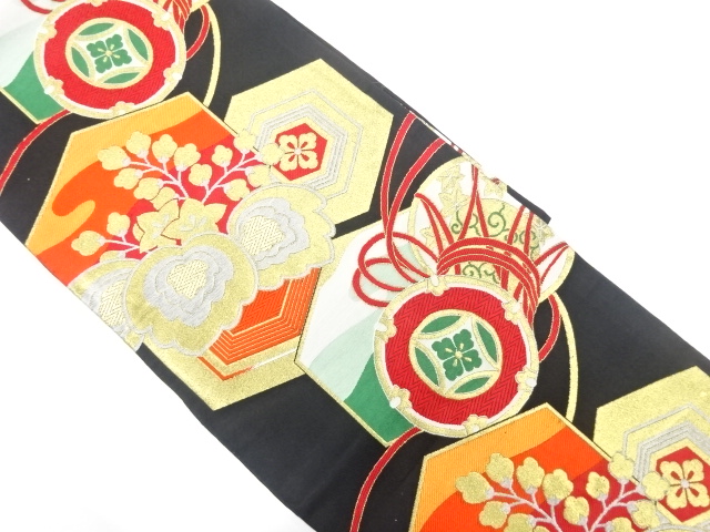 JAPANESE KIMONO / ANTIQUE FUKURO OBI / WOVEN PAULOWNIA & DRUM